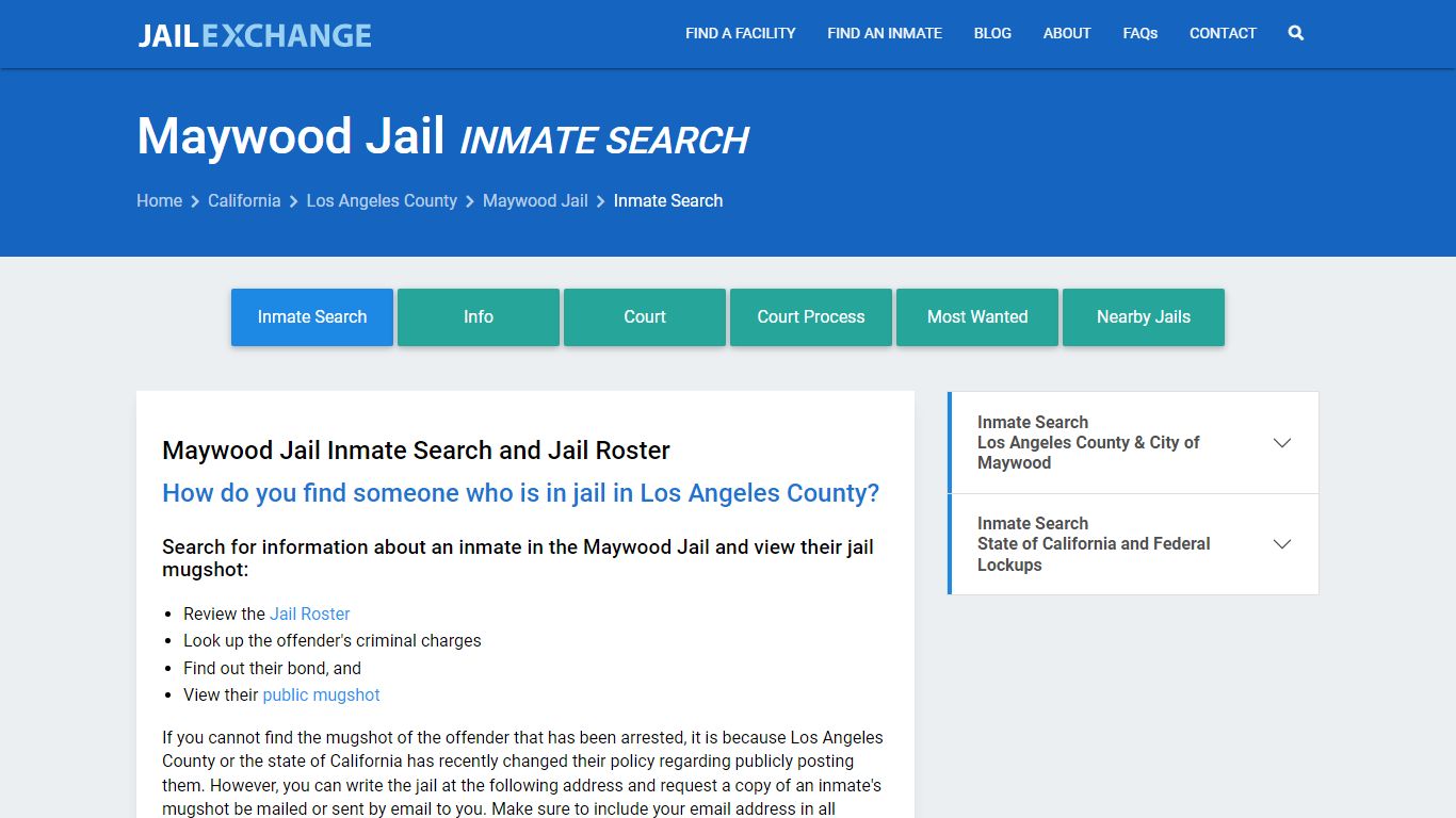 Inmate Search: Roster & Mugshots - Maywood Jail, CA